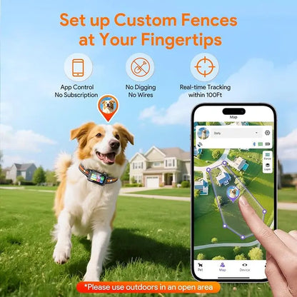 Meowant GPS Track Wireless Dog Fence System - Training Collar, Remote, Free App, 82-7000Ft Range, 3 Training Modes, Waterproof LCD Collar for Dogs over 10Lbs (Outdoor Use)