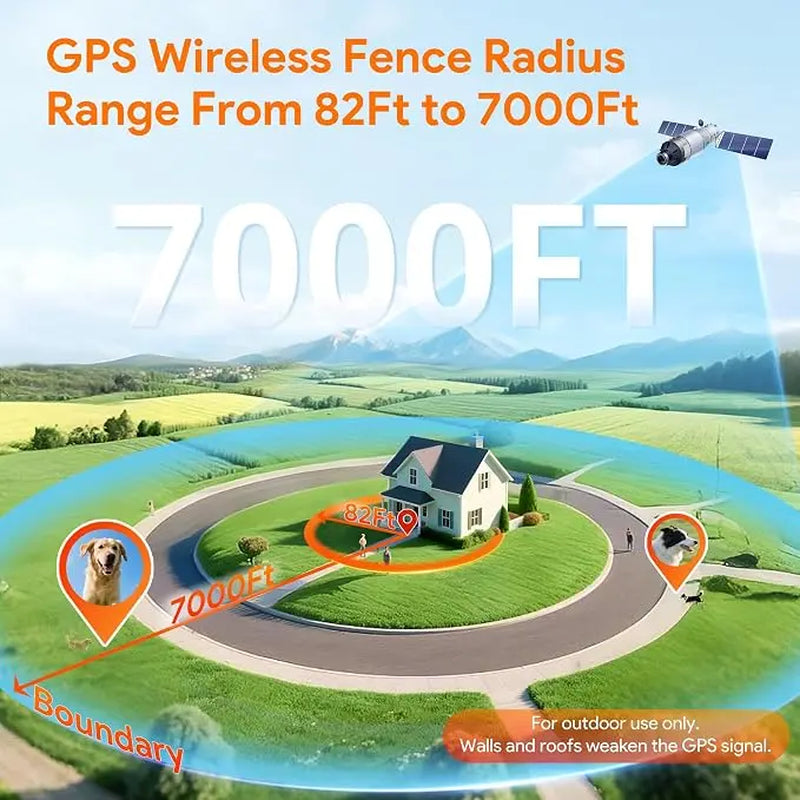 Meowant GPS Track Wireless Dog Fence System - Training Collar, Remote, Free App, 82-7000Ft Range, 3 Training Modes, Waterproof LCD Collar for Dogs over 10Lbs (Outdoor Use)