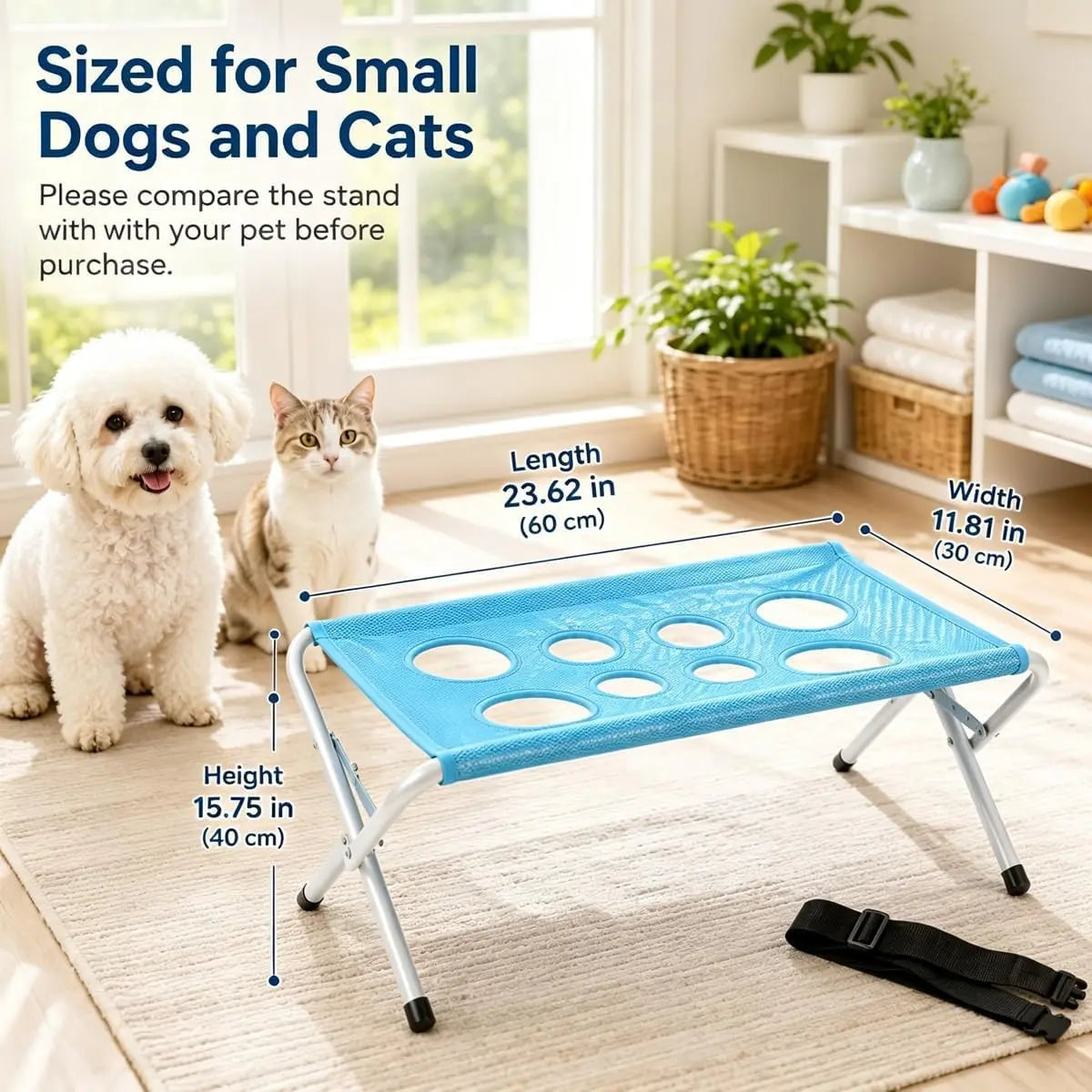 Breathable Mesh Dog Bath Hammock, Pet Grooming Stand with Safety Strap, Wash Support Rack for Cats and Dogs, Portable Bath Holder for Small and Medium Pets, Foldable Pet Supplies
